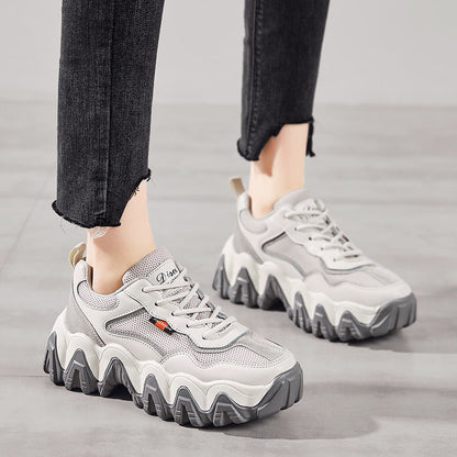 Breathable wave platform sneakers