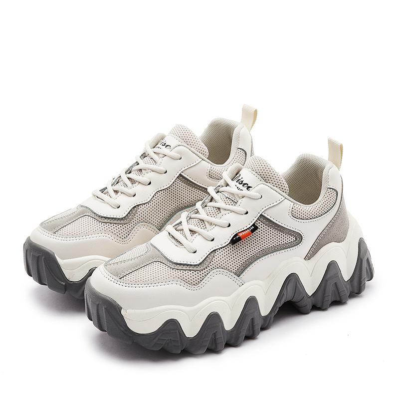 Breathable wave platform sneakers