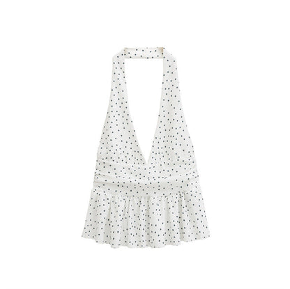 Women's Fashion Temperament Laminated Decoration Halter Top