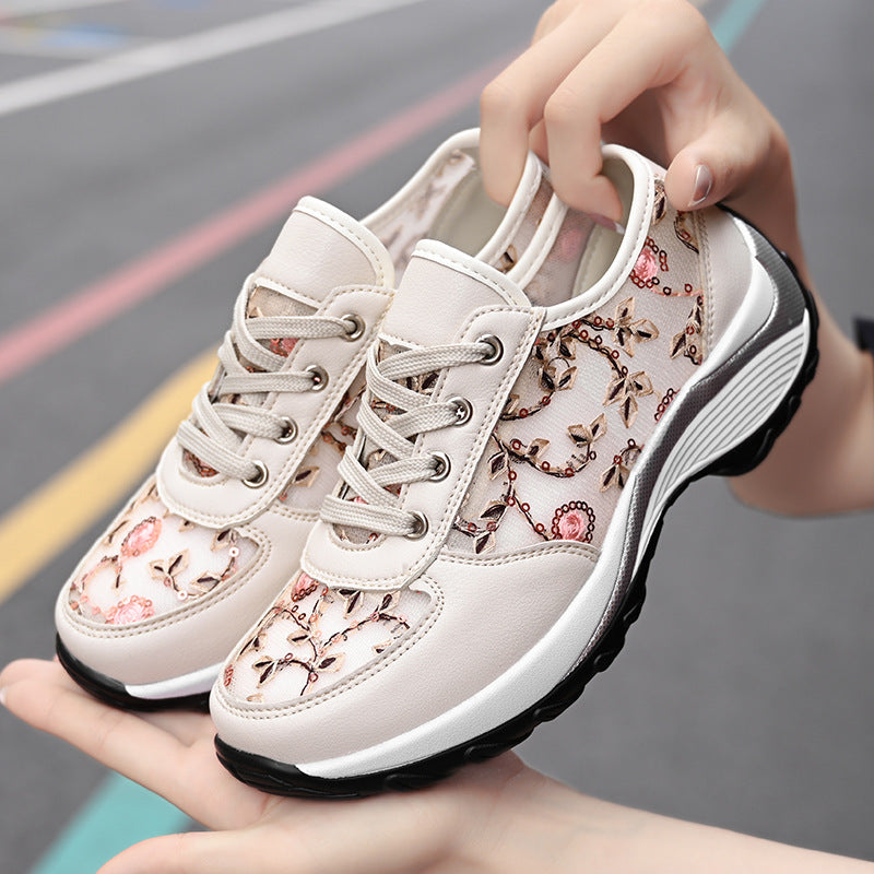 New Korean Style Embroidered Shoes Women's Breathable Sneakers